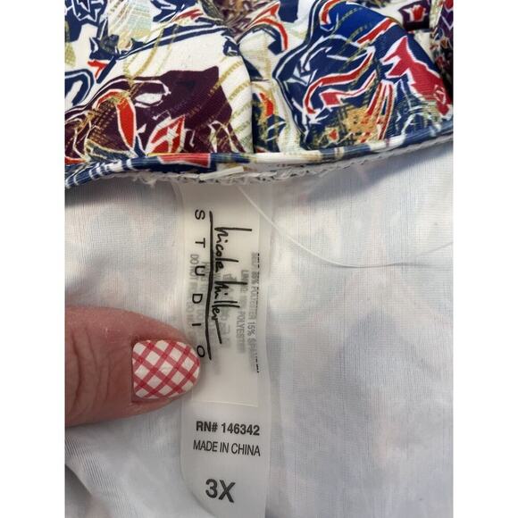 Nicole Miller Two Piece Blue Patterned Print Size 3X NWOT - Picture 8 of 11